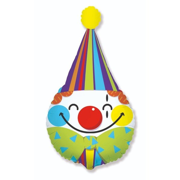 Loonballoon Circus Balloons, 28 inch Clown Head Confetti LOON-LAB- LAB197-FM